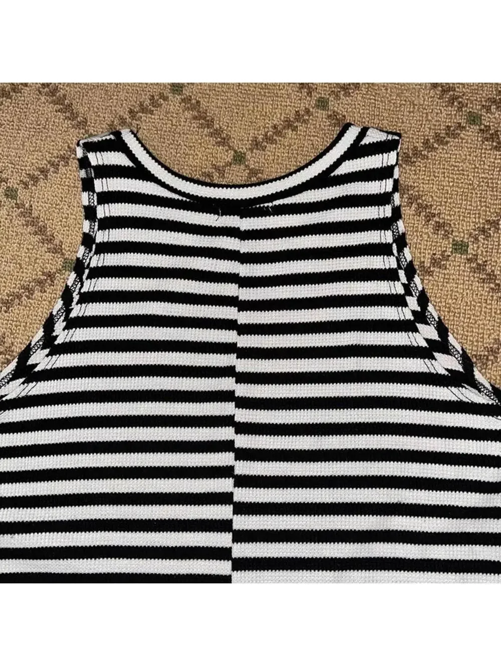 Black & white striped knit tank dress M